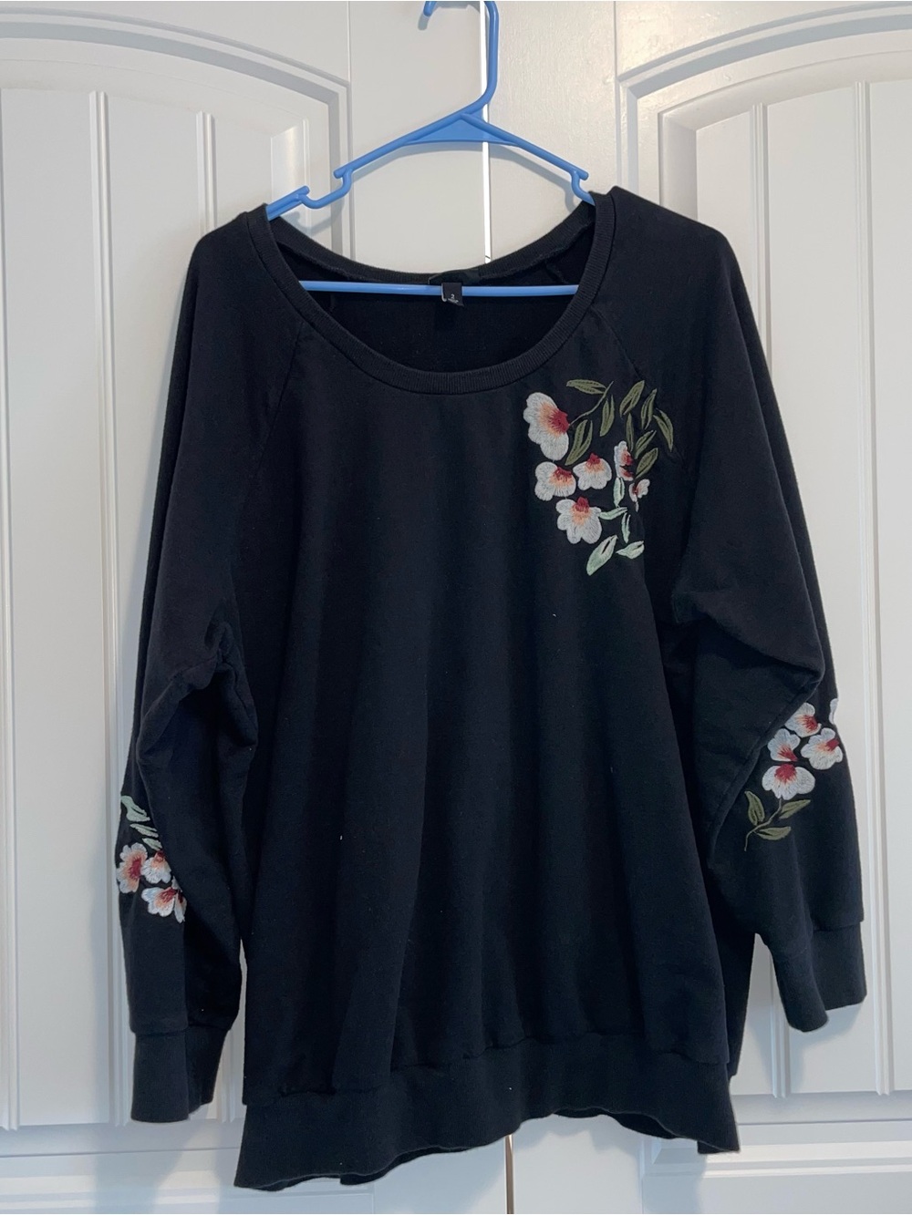 torrid Black Sweatshirt with Floral Embroidery